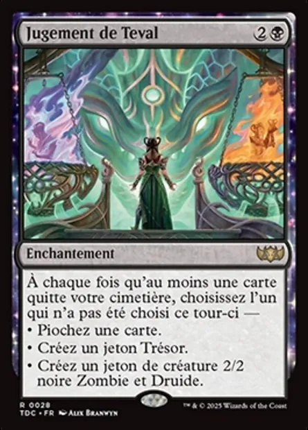 Jugement de Teval, carte Magic TDC 28 — extension Tarkir: Dragonstorm Commander