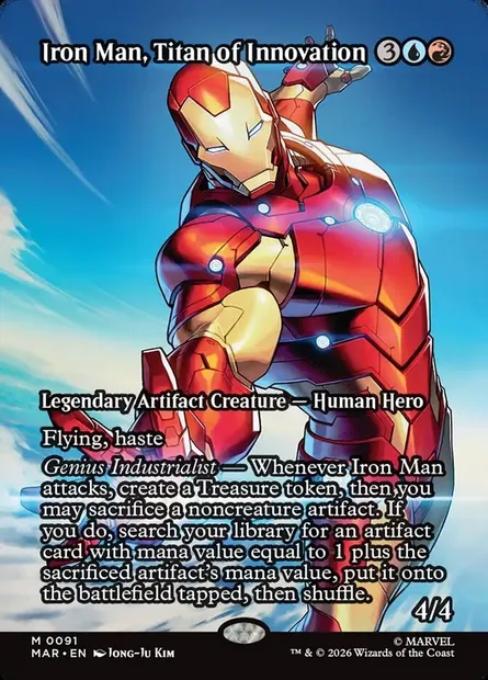 Iron Man, Titan of Innovation, carte Magic MAR 91 — extension Marvel Universe