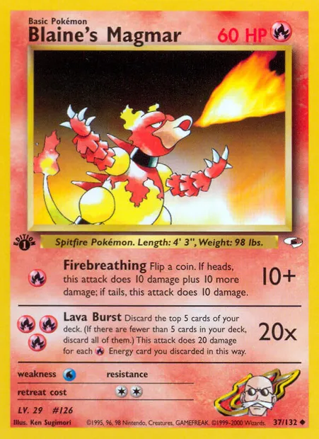 Blaine's Magmar, Pokémon card GH 37 — Gym Heroes set