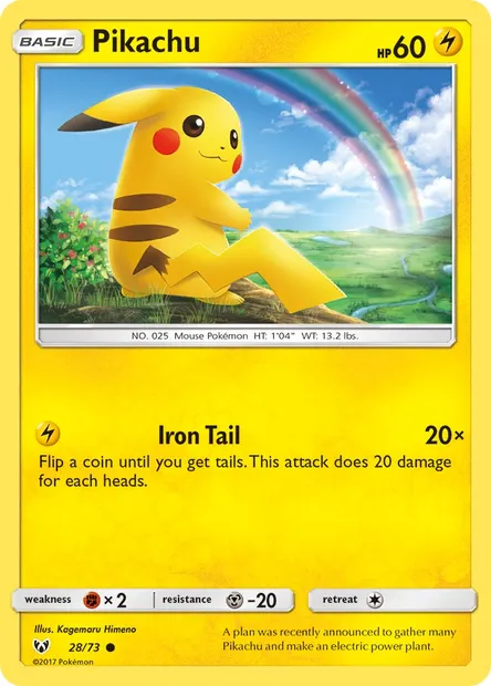 Pikachu, Pokémon card SLG 28 — Shining Legends set
