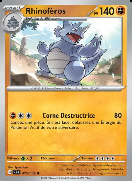 Rhinoféros, carte Pokémon SCR 075 — extension Couronne Stellaire