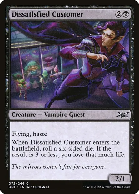 Dissatisfied Customer, carte Magic UNF 72 — extension Unfinity