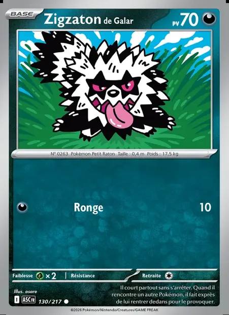 Zigzaton de Galar, carte Pokémon ASC 130 — extension Héros Transcendants