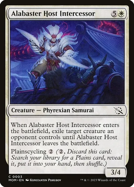 Alabaster Host Intercessor, Magic card MOM 3 — March of the Machine set