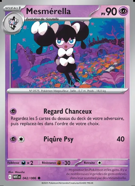 Mesmérella, carte Pokémon WHT 042 — extension Flamme Blanche