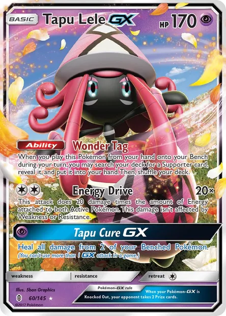 Tapu Lele GX, Pokémon card GRI 60 — Guardians Rising set