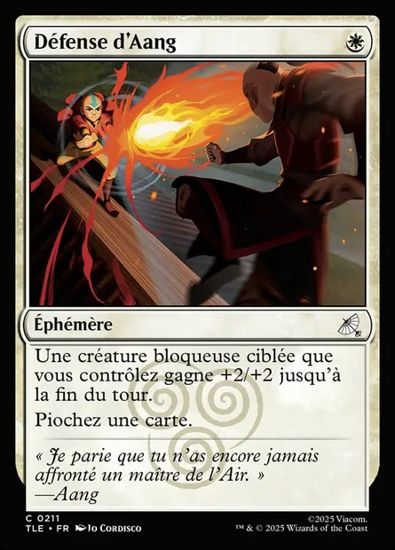 Défense d'Aang, carte Magic TLE 211 — extension Avatar: The Last Airbender Eternal