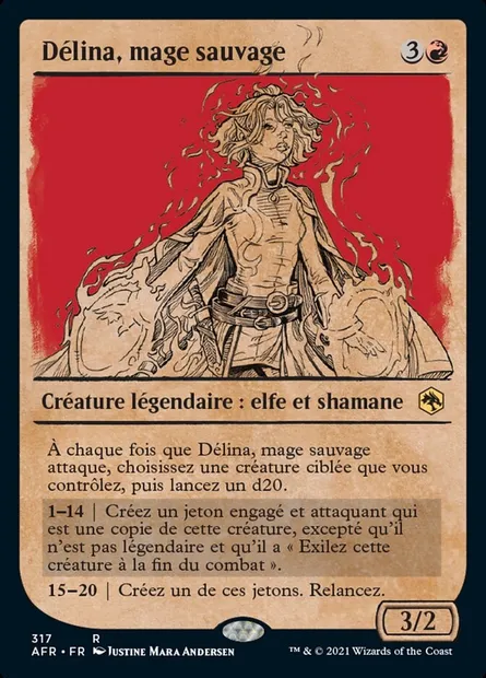Délina, mage sauvage, carte Magic AFR 317 — extension Forgotten Realms: Aventures dans les Royaumes Oubliés