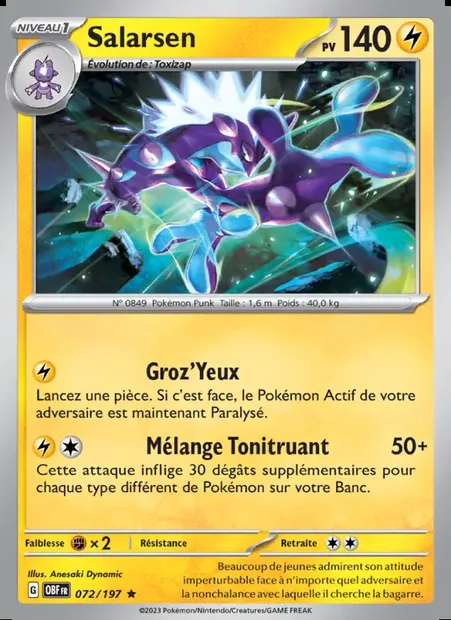 Salarsen, carte Pokémon OBF 072 — extension Flammes Obsidiennes