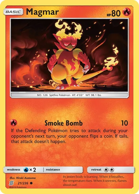 Magmar, Pokémon card UNM 21 — Unified Minds set
