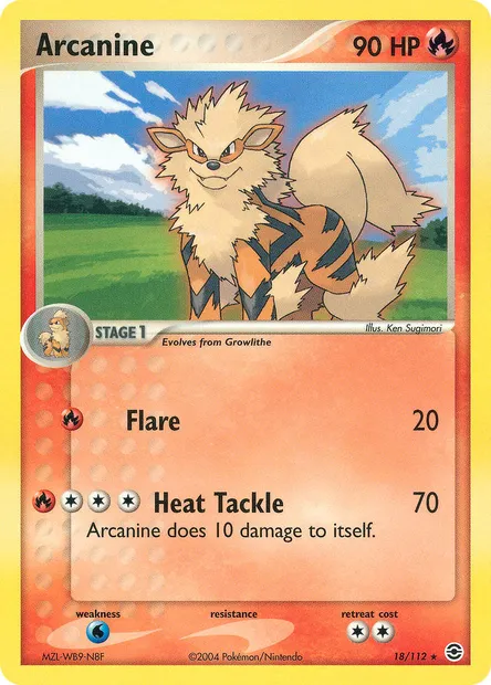 Arcanine, Pokémon card RG 18 — FireRed & LeafGreen set