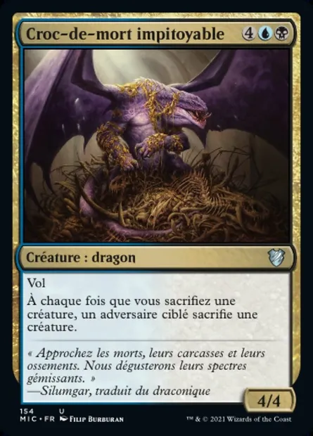 Croc-de-mort impitoyable, carte Magic MIC 154 — extension Midnight Hunt Commander