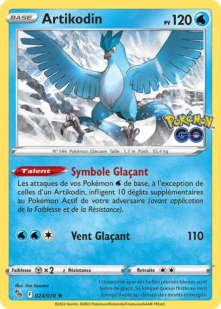 Artikodin, carte Pokémon PGO 024 — extension Pokémon GO