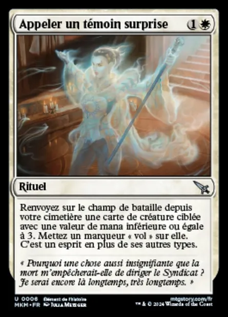 Appeler un témoin surprise, carte Magic MKM 6 — extension Murders at Karlov Manor