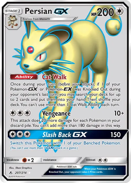Persian GX, Pokémon card UNB 207 — Unbroken Bonds set