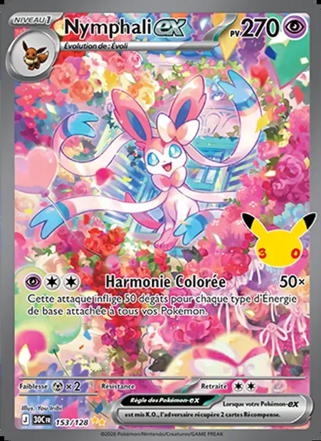 Nymphali-ex, carte Pokémon 30C 153 — extension 30ᵉ Anniversaire