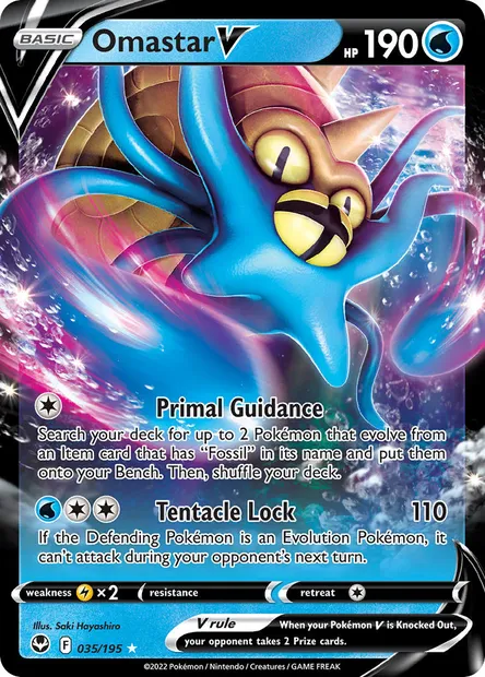 Omastar V, Pokémon card SIT 035 — Silver Tempest set