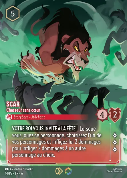 Scar - Chasseur sans cœur, carte Disney Lorcana P2-014 — extension P2