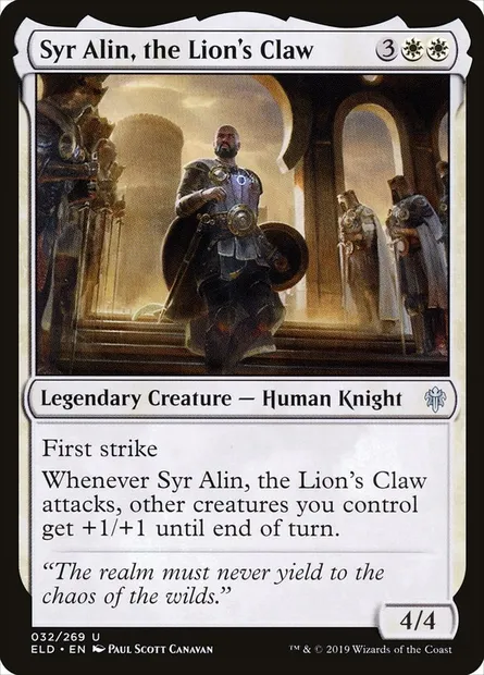 Syr Alin, the Lion's Claw, Magic card ELD 32 — Throne of Eldraine set