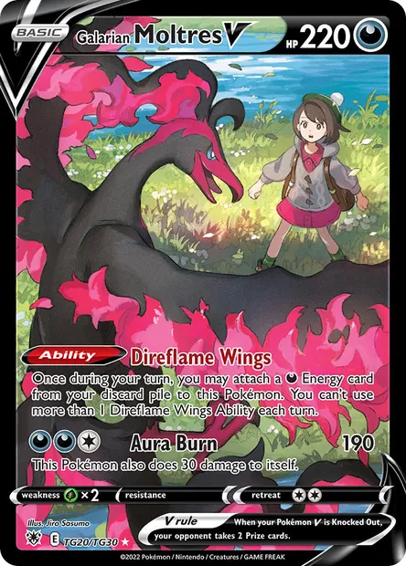 Galarian Moltres V, Pokémon card ASR TG20 — Astral Radiance set