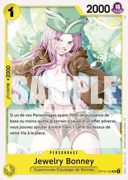 Jewelry Bonney, carte One Piece OP15-105 — extension AVENTURE SUR L'ÎLE DE DIEU
