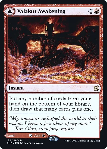 Éveil de Valakut // Forgepierre de Valakut, carte Magic PZNR 174s — extension Zendikar Rising Promos