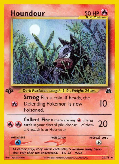 Houndour, Pokémon card ND 24 — Neo Discovery set