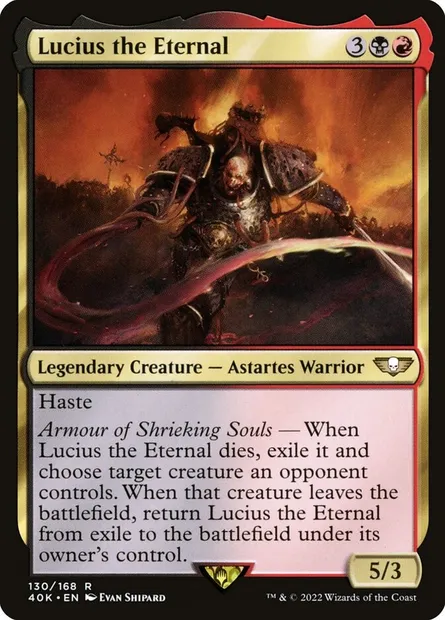 Lucius the Eternal, Magic card 40K 130 — Warhammer 40,000 Commander set