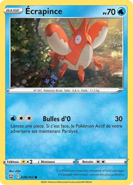 Écrapince, carte Pokémon BST 38 — extension Styles de combat