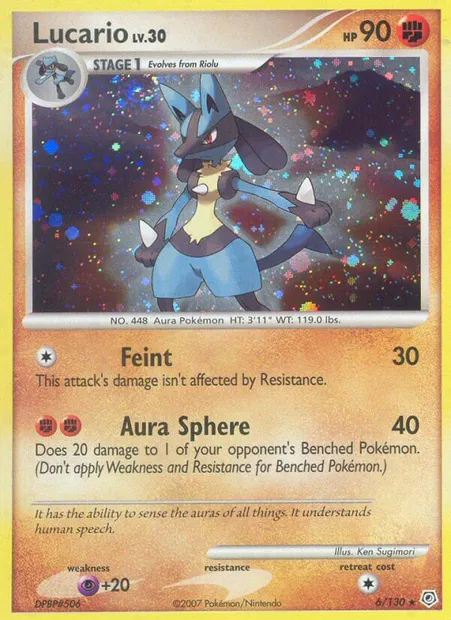 Lucario, Pokémon card DP 6 — Diamond & Pearl set