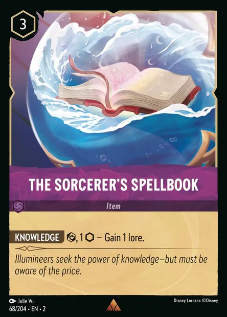 The Sorcerer's Spellbook, Disney Lorcana card CH2-068 — Rise of the Floodborn set