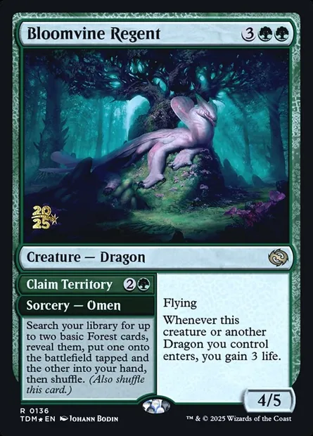 Bloomvine Regent // Claim Territory, Magic card PTDM 136s — Tarkir: Dragonstorm Promos set