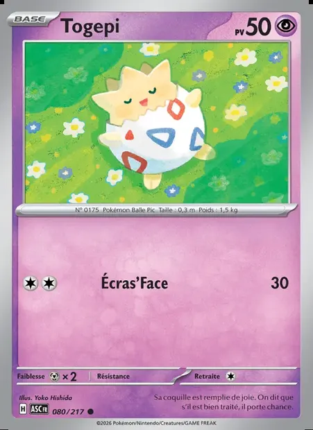 Togepi, carte Pokémon ASC 080 — extension Héros Transcendants