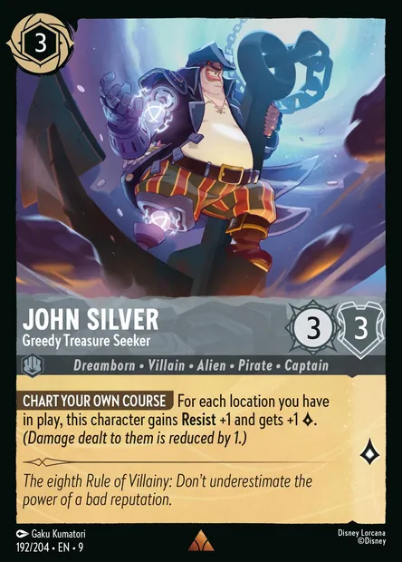 John Silver - Greedy Treasure Seeker, Disney Lorcana card CH9-192 — Fabled set