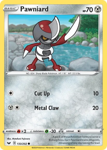 Pawniard, Pokémon card SSH 133 — Sword & Shield set