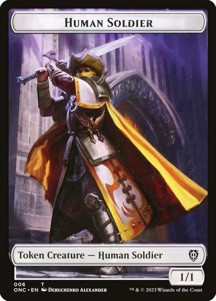 Human Soldier, carte Magic TONC 6 — extension Phyrexia: All Will Be One Commander Tokens