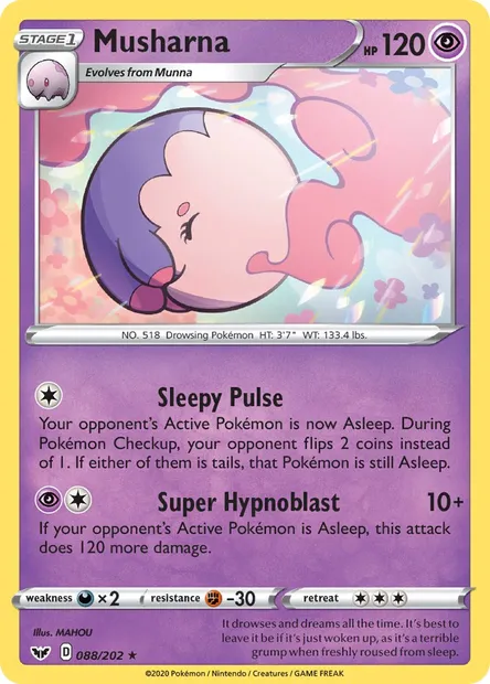 Musharna, Pokémon card SSH 88 — Sword & Shield set