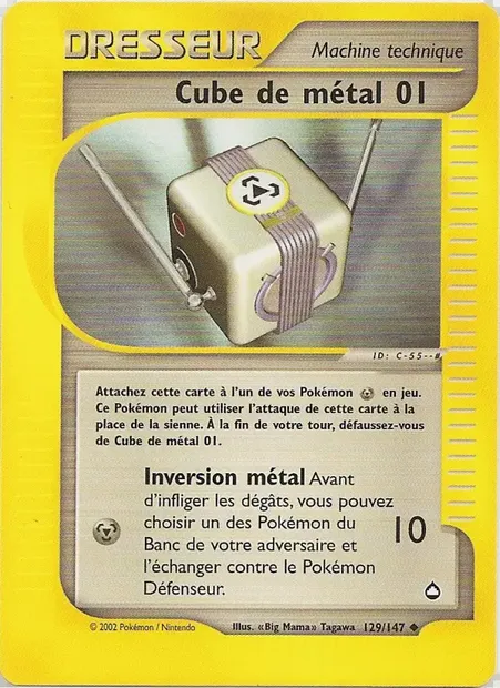 Cube de métal 01, carte Pokémon AQ 129 — extension Aquapolis