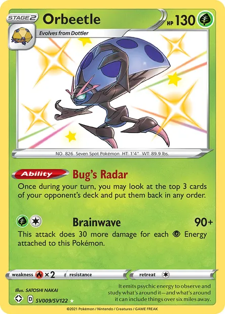 Orbeetle, Pokémon card SHF SV009 — Shining Fates set