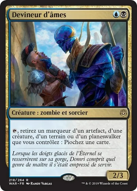 Devineur d'âmes, carte Magic WAR 218 — extension La guerre des Planeswalkers