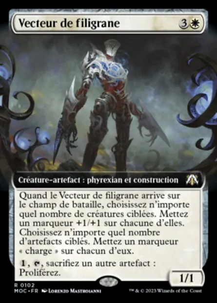 Vecteur de filigrane, carte Magic MOC 102 — extension March of the Machine Commander