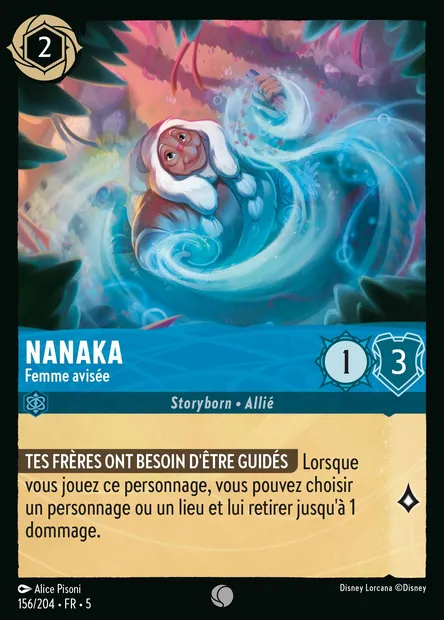 Nanaka - Femme avisée, carte Disney Lorcana CH5-156 — extension Ciel Scintillant