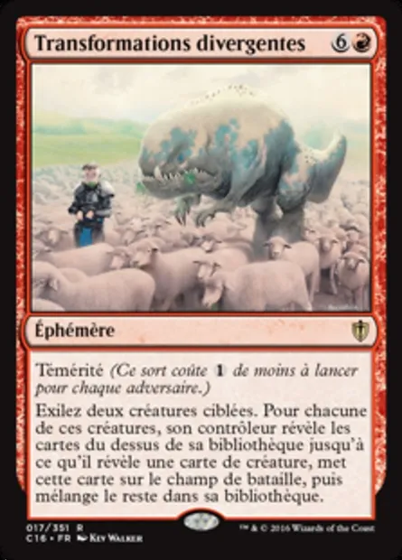 Transformations divergentes, carte Magic C16 17 — extension Commander 2016