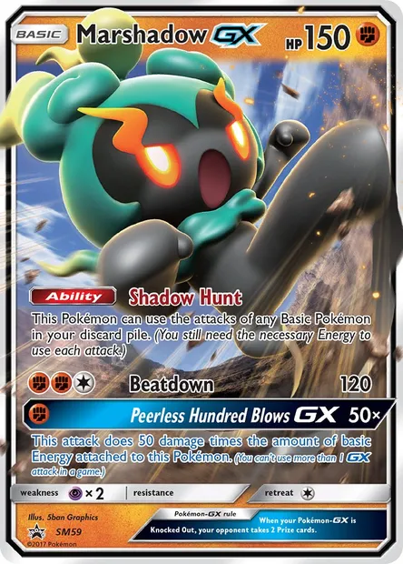 Marshadow GX, carte Pokémon SM 59 — extension Promo SM