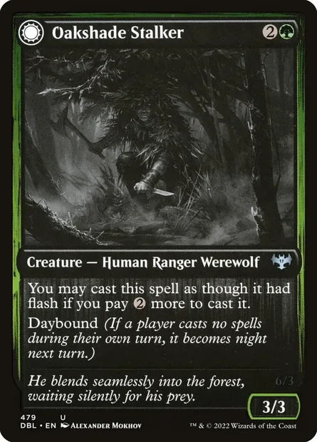 Oakshade Stalker // Moonlit Ambusher, Magic card DBL 479 — Innistrad: Double Feature set
