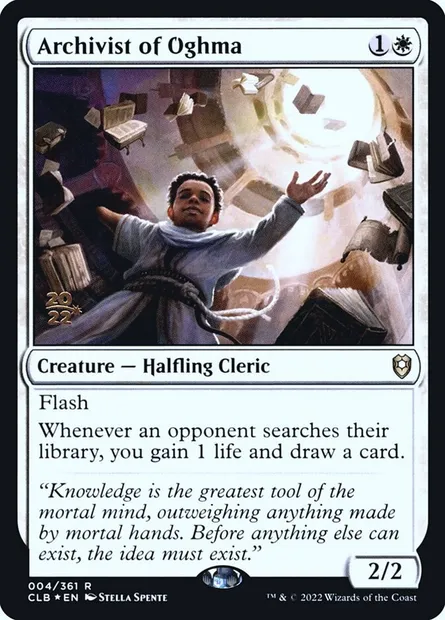 Archiviste d'Oghma, carte Magic PCLB 4s — extension Battle for Baldur's Gate Promos