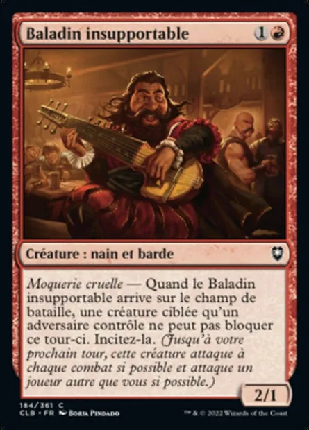 Baladin insupportable, carte Magic CLB 184 — extension Commander Légendes : la bataille de la Porte de Baldur