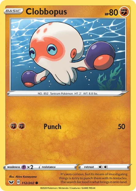 Clobbopus, Pokémon card SSH 112 — Sword & Shield set