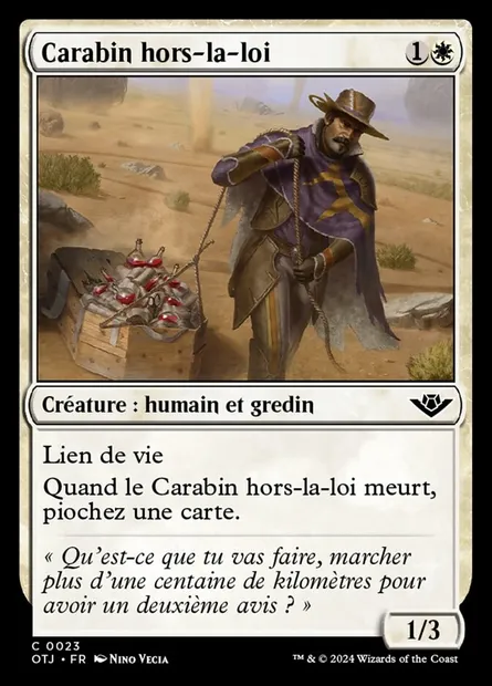 Carabin hors-la-loi, carte Magic OTJ 23 — extension Outlaws of Thunder Junction