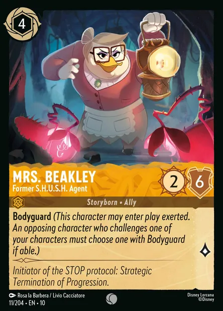Mrs. Beakley - Former S.H.U.S.H. Agent, Disney Lorcana card CH10-011 — Whispers in the Well set